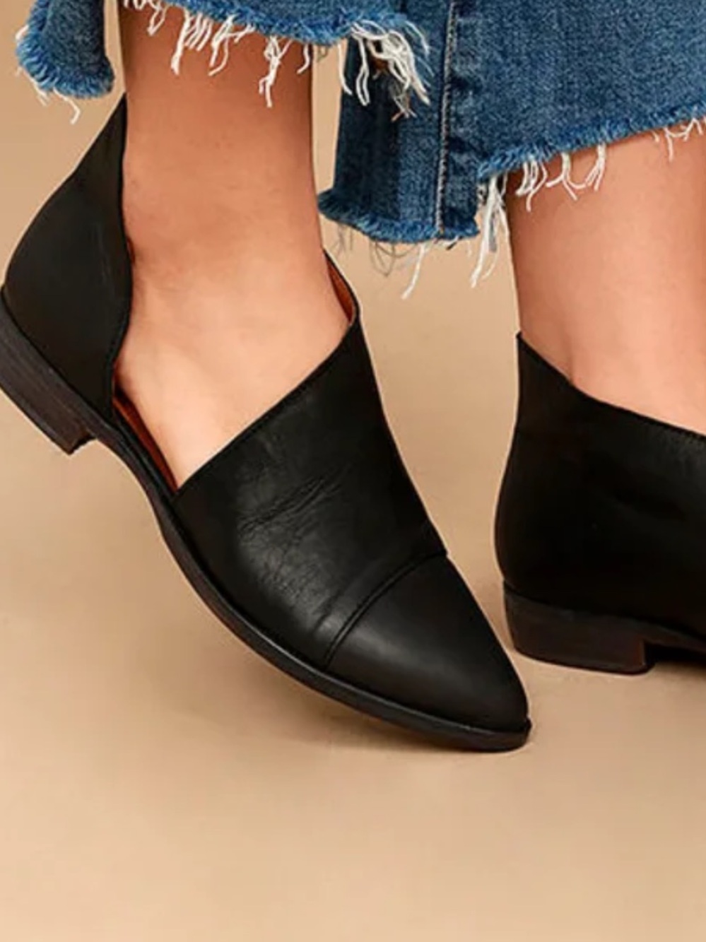 Free People Royale Black Leather D'Orsay Pointed Toe Booties 7.5